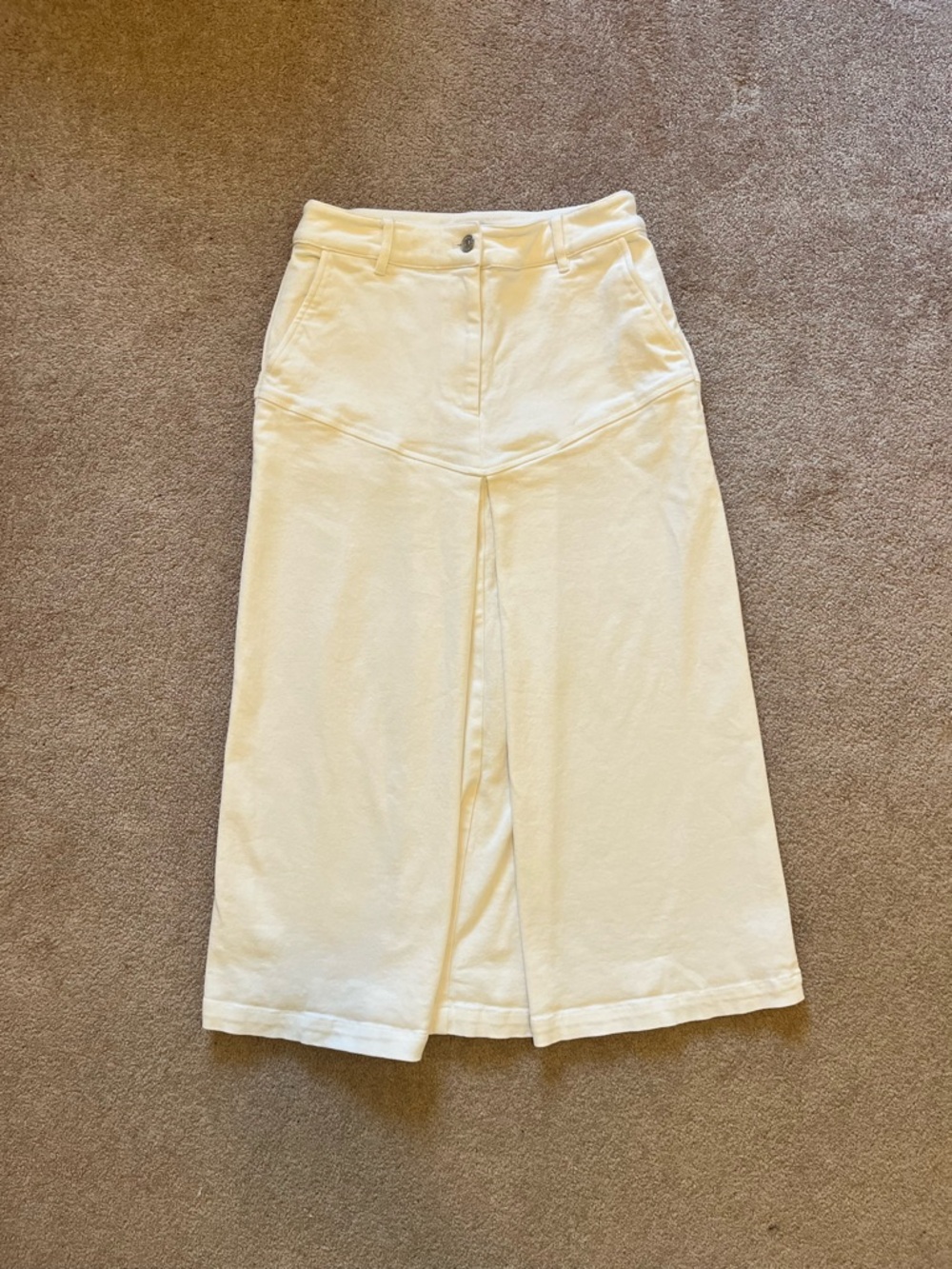 White Midi Jean Skirt